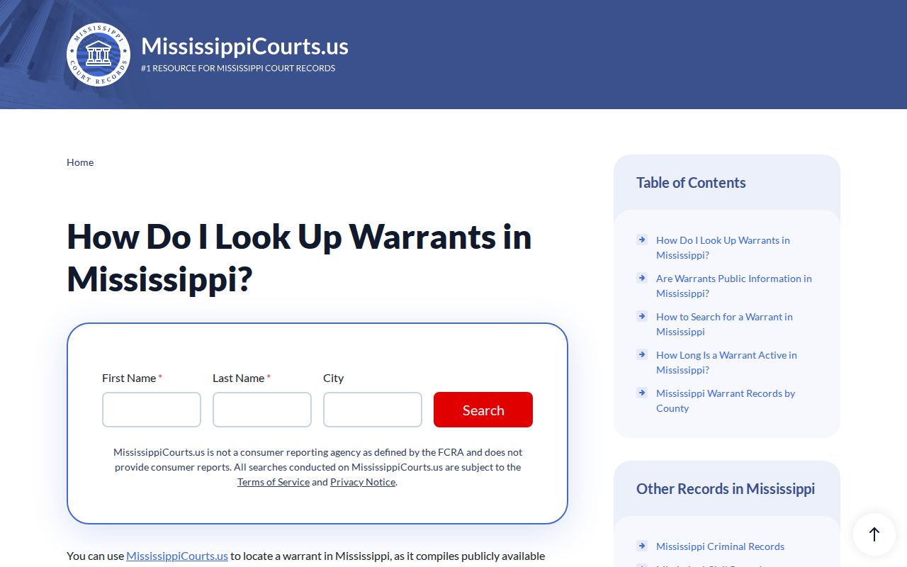 Union County warrant record directory route