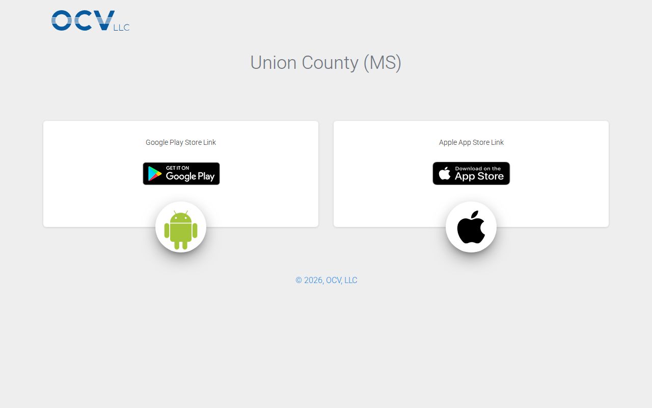 Union County Mississippi official app landing page and store links