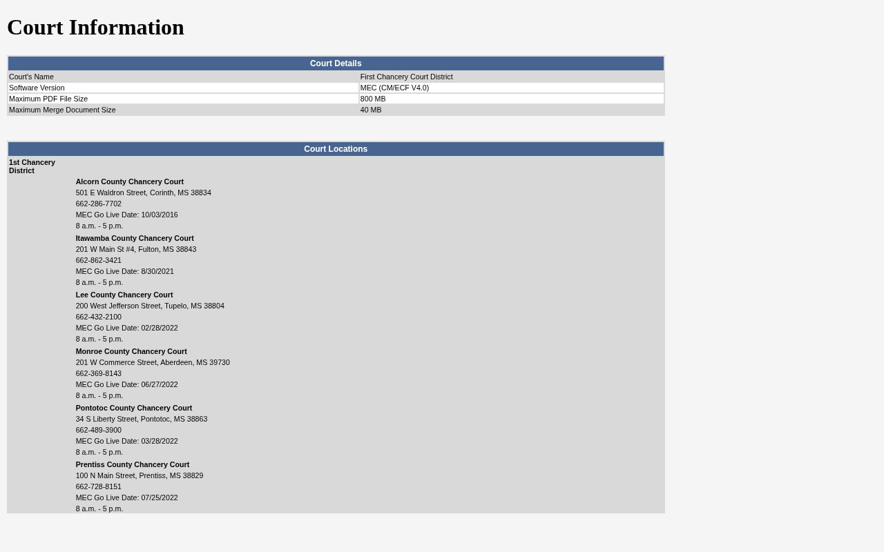 Union County Mississippi court information and PAMEC access route